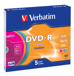 DVD-R VERBATIM 4.7Gb 16x Slim Color (43557) 1шт