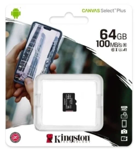 Карта micro-SD 64 GB Kingston Class10 CanvasSelect Plus