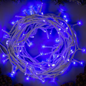 Электрогирлянда уличная LUAZON LIGHTING "Нить" 20м, белая нить, 200 LED, свечение синие, 8 реж., 220  (3584146)