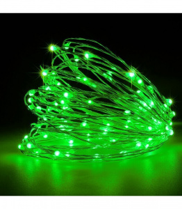 Электрогирлянда  на солн. бат. LUAZON LIGHTING "Нить" 20м, IP44, серебр. нить, 200 LED, свеч. зеленое, 2 реж. (4137028)