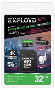 Карта micro-SD 32 GB EXPLOYD V10 Vision + адаптер