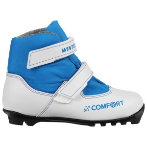 Ботинки лыжные NNN WINTER STAR COMFORT KIDS иск. кожа, цв. белый/синий, лого синий, р.33