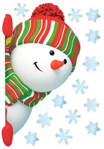 Наклейки декоративные Декоретто NN 4012 Большой снеговик выглядывает
