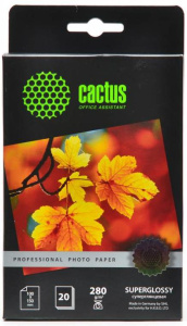 Бумага Cactus 10x15 280 г/м2 20л,суперглянцевая CS-HGA628020