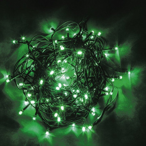 Электрогирлянда уличная LUAZON LIGHTING "Нить" 10м, тёмная нить, 100 LED, свечение зелёное, 8 режимов, 220 В (671658)