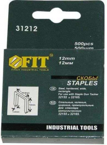 Скобы для степлера FIT Профи,прямоугольные 10,6 мм, 12 мм 500 шт.(31212)