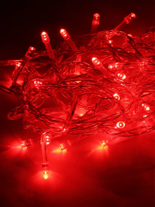 Электрогирлянда LUAZON LIGHTING "Нить" 20м, прозрачная нить, 200 LED, свечение красное, 8 режимов, 220 В (3556810)