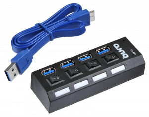 Коммутатор USB 3.0 Buro BU-HUB4-0.2-U3.0 4порт. черный