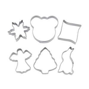 Форма для выпечки (набор) Доляна «Ангел, мишка, ёлочка, зайчик»  для печенья, 6 шт., хром (2599233)