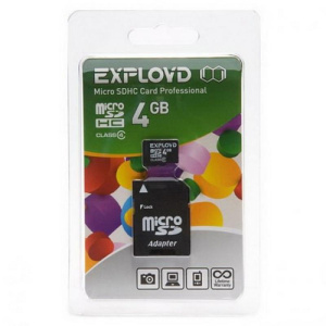 Карта micro-SD 4 GB EXPLOYD Class4 + адаптер