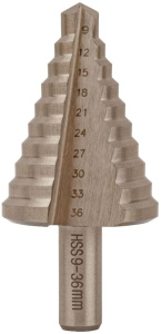 Сверло FIT ступенчатое HSS по металлу , 9 ступеней ( 9-36 мм.) (36404)