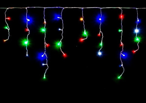 Электрогирлянда уличная LUAZON LIGHTING "Бахрома" 3х0,9м, УМС, белая нить, 232 LED, свечение мульти, 220 В (2361651)