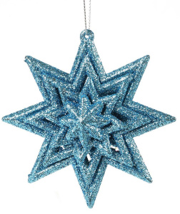 Украшение ёлочное "Звезда", 2 шт, голубое, 11х9.5 см, (SYLKGJ-4822177B)