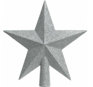 Верхушка на елку Звезда 20см SYCD18-003 S сверкающая серебро
