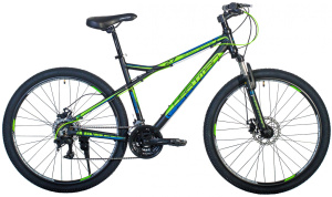 Велосипед HARTMAN 27.5" BLACK STONE PRO (Basis) (21 ск., рост 17", хард.) черный/ зеленый/голубой