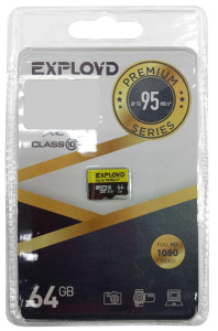 Карта micro-SD 64 GB EXPLOYD EX064GCSDXC10UHS-1-ElU3 w Class10 UHS-1 Elite