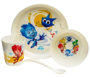 Набор столовый детский «Фиксики» (тарелка, миска, стакан, ложка)(6435963)