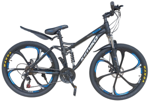 Велосипед KIMIKO 26" (21ск., литые колеса, двухподвес) черный/синий