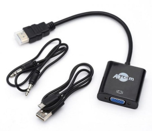 Переходник HDMI - VGA ATCOM АТ1014 +Audio+доп.питание