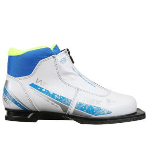 Ботинки лыжные 75мм TREK Winter Comfort 3, цв. белый/синий/лайм-неон, лого серебристый, р.36
