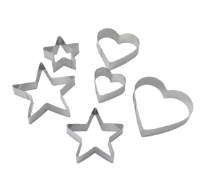 Форма для выпечки (набор) Доляна «Сердце, звёздочка» для печенья, 6 шт., хром (2599228)