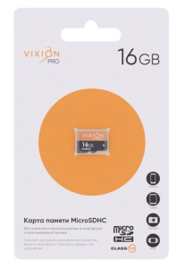 Карта micro-SD 16 GB Vixion Class10 PRO