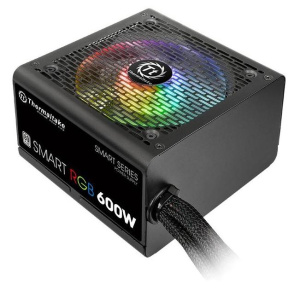 Блок питания Thermaltake ATX 600W Smart RGB 600 80+ (24+4+4pin) APFC 120mm fan color LED 5xSATA RTL