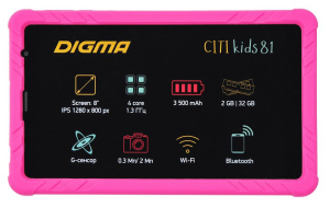 Планшет 8" Digma CITI Kids 818 розовый
