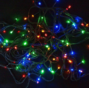 Электрогирлянда уличная LUAZON LIGHTING "Нить" 10м, тёмная нить, 100 LED, свечение мульти, 8 режимов, 220 В (705562)