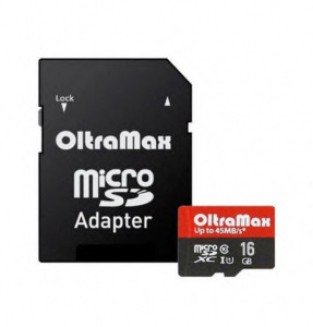 Карта micro-SD 16 GB OLTRAMAX 10 UHS-1 Elite class10+ адаптер