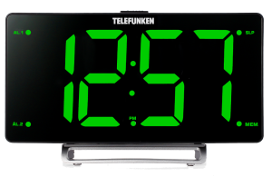 Радиочасы TELEFUNKEN TF-1711U черный с зеленым