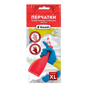 Перчатки латексные Komfi Биколор хозяйственные XL (BICOLO4)