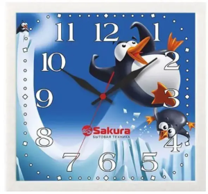 Часы настенные SAKURA ПЕ-А8 Веселые пингвины мрамор