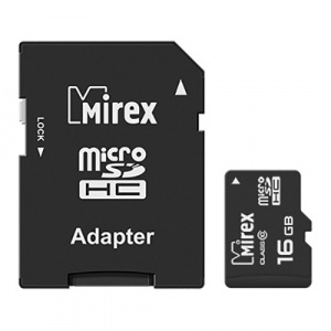 Карта micro-SD 16 GB MIREX Сlass10 + Адаптер (13613-ADSUHS16)