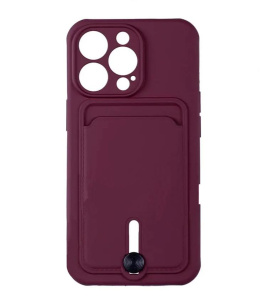 Бампер Apple iPhone 13 Pro ZIBELINO Silicone Card Holder с выталкивателем бордовый защита камеры