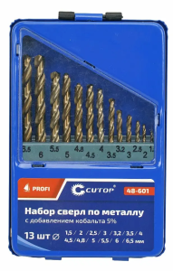 Набор сверл по металлу Cutop Profi  (13шт.,1,5-6.5 мм.) (48-601)