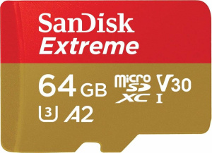 Карта micro-SD 64 GB Sandisk SDSQXA2-064G-GN6MA Extreme Class10 U3 + адаптер