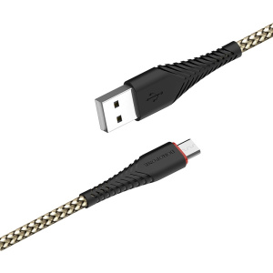 Кабель USB 2.0 A вилка - microUSB 1 м Borofone BX25 Powerful 2.4A нейлон усиленный (Black)