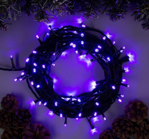 Электрогирлянда уличная LUAZON LIGHTING "Нить" 10м, тёмная нить, 100 LED, свечение фиолетовое, 8 режимов, 220 В (187230)