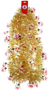Мишура СНОУ БУМ (377-553) снеговики, 200х7см, золото