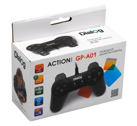 Геймпад DIALOG GP-A01 Action - 10 кнопок, USB, черный