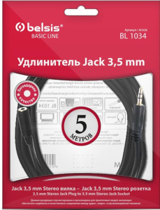 Кабель Jack вилка - Jack розетка 5 м Belsis BL1034