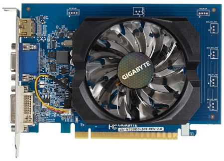 Видеокарта Gigabyte PCI-E GV-N730D3-2GI NV GT730 2048Mb 64b DDR3 902/1800 DVIx1/HDMIx1/CRTx1/HDCP Re