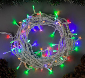 Электрогирлянда уличная LUAZON LIGHTING "Нить" 10м, белая нить, 100 LED, свечение мульти, 8 реж., 220  (3584134)