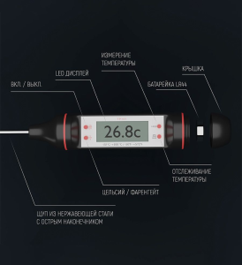 Термометр кулинарный Доляна электронный (1427367)