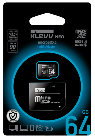 Карта micro-SD 64 GB KLEVV NEOv2 K064GUSD3U1-NA class 10 U1 +адаптер