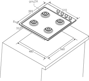 Стол газовый CANDY CHW 6BLB