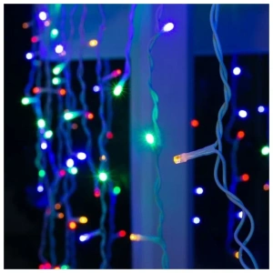 Электрогирлянда уличная LUAZON LIGHTING "Бахрома" 3х0,9м, УМС, белая нить, 232 LED, свечение мульти, 220 В (2361651)
