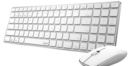 Клавиатура + мышь Rapoo 9300M белый USB беспроводная Multimedia