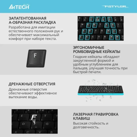 Клавиатура A4Tech  Fstyler FKS10 черный/синий